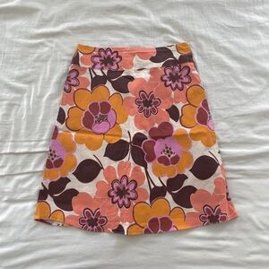 Retro Floral A-Line Skirt in Pink